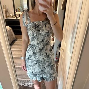 Fitted smocked mini dress